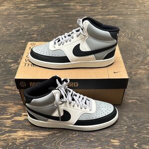 Nike Court Vision Mid Sneakers - Gray and Black, size 10